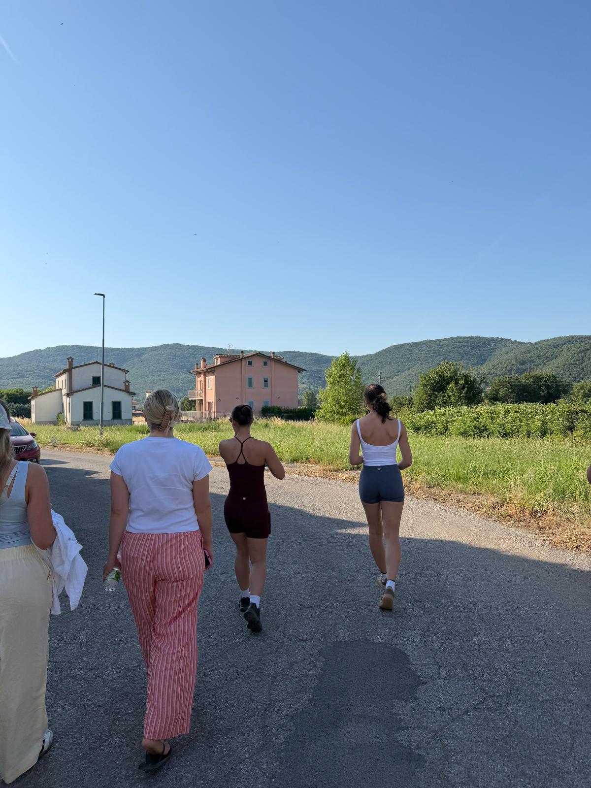 Women walking a country road together